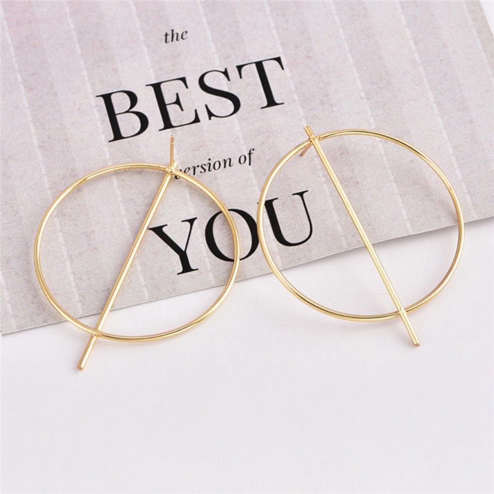 NWOT Gold Geometric Hoop Earrings - Picture 4 of 8